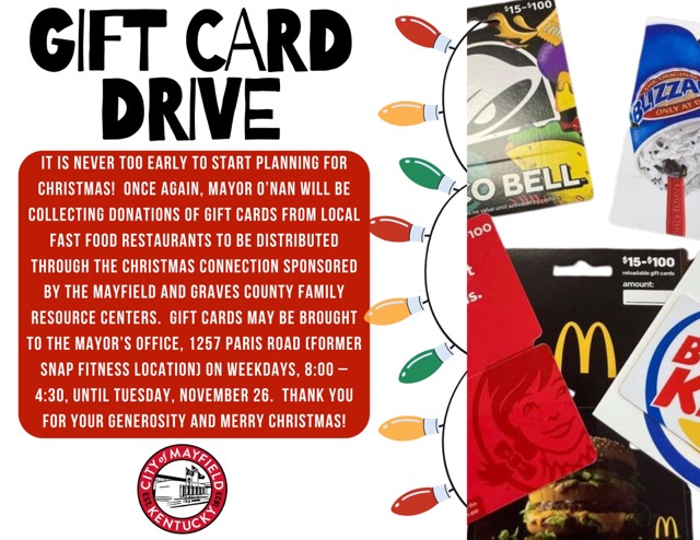 Mayor O’Nan Announces Gift Card Drive For Christmas Connections