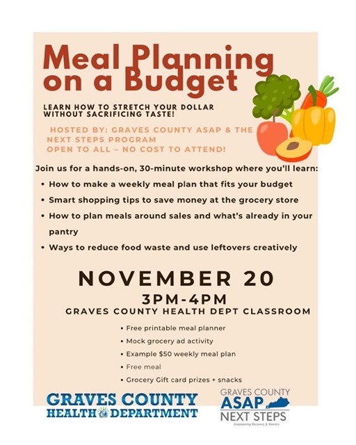 Graves County ASAP and Next Steps Program Offering Free Budget-Friendly Meal Planning Workshop
