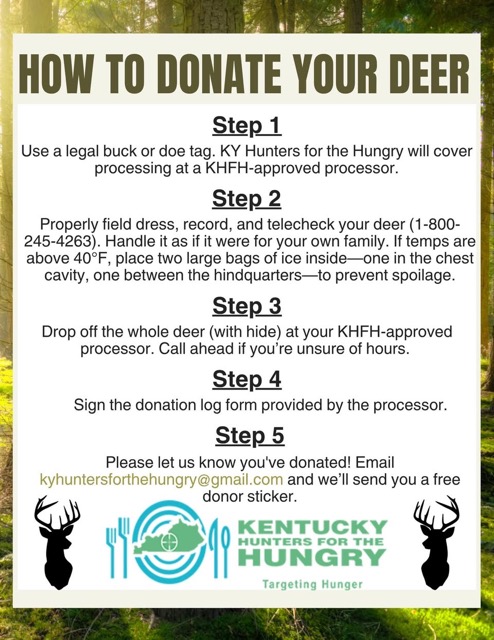 Kentucky Hunters Encouraged to Donate Deer to Help Fight Local Food Insecurity